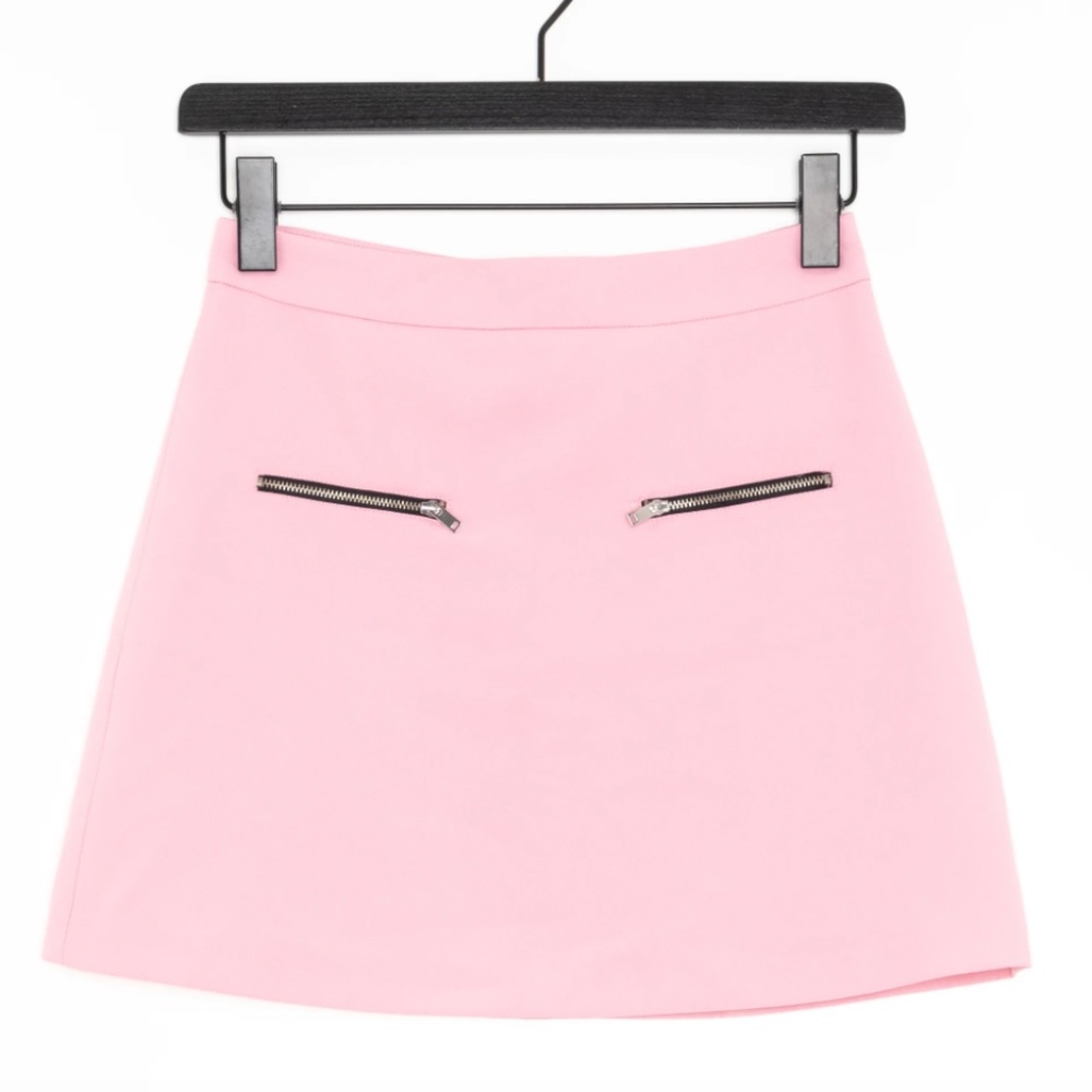 Women's Pink A-Line Skirt with Zip Pocket Detail